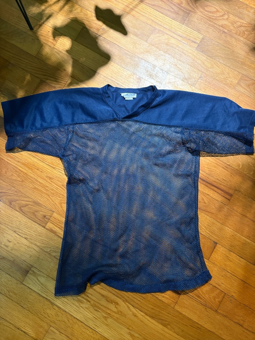Navy Mesh Athletic Jersey Top vintage medium